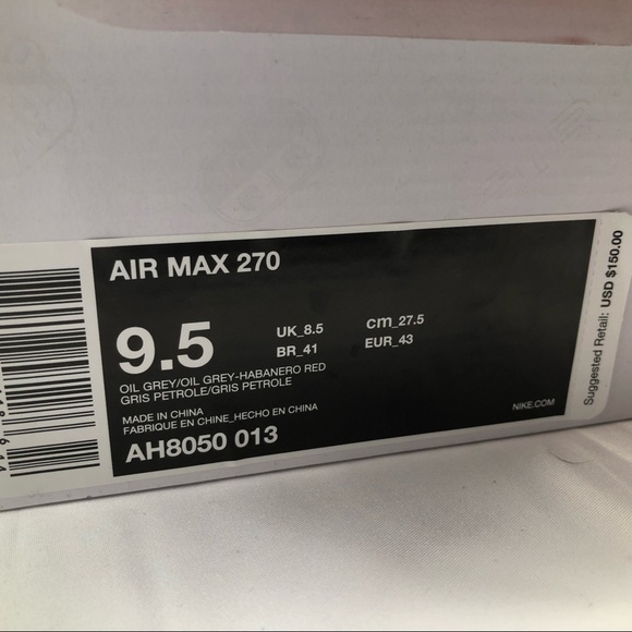 Air Max 270 Oil Grey Habanero Red SOLD - Picture 8 of 8